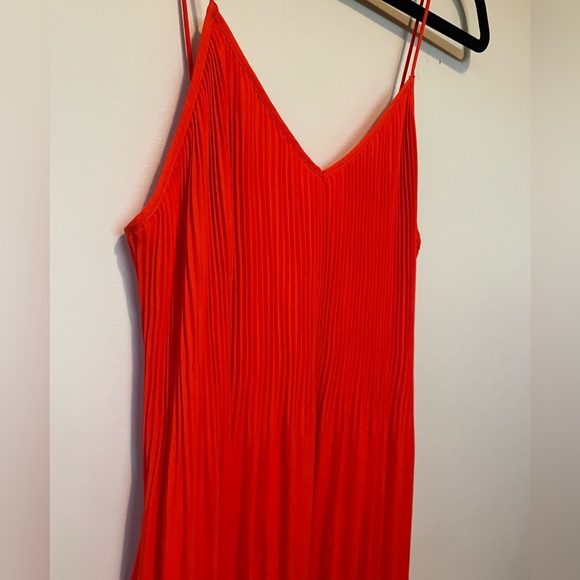 BikBok orange-red pleated maxi dress - Picture 4 of 4